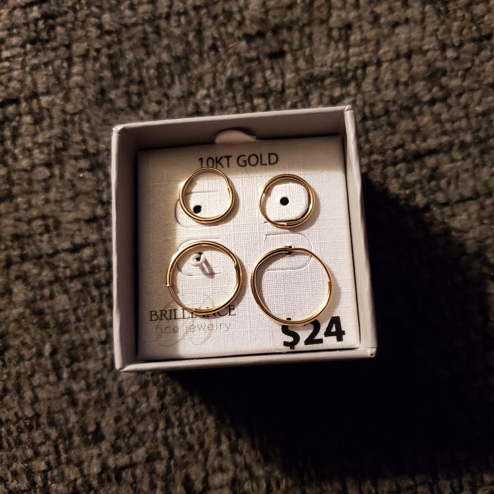 NWT 10kt double endless hoop earings